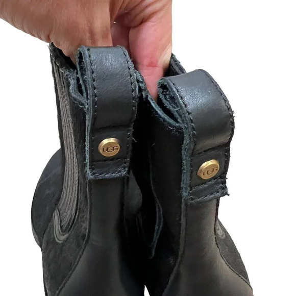 Ugg Camden Exotic Boot Womens Size 8.5 Black Cow Hair Chelsea Ankle Bootie - Picture 5 of 12